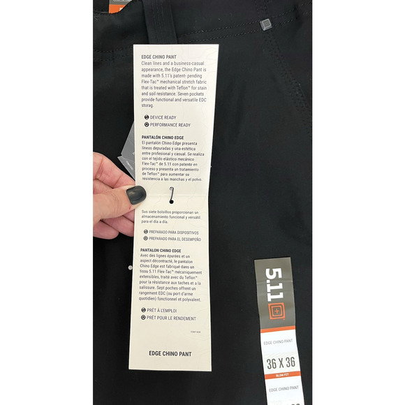 511 Tactical Edge Chino Pants Mens Size 36x36 Slim Fit Flex Tac Black New - Picture 11 of 16